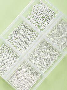 1box/set Silver Steel Beads Nail Art Decoration Kit - Silver - View 2