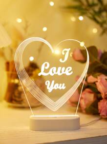 1 pieza de Luz nocturna en forma de corazón con efecto 3D para el Día de San Valentín, lámpara de escritorio decorativa novedosa con USB, luz de mesa LED única - Amarillo - Ver 1