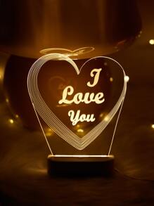 1 pieza de Luz nocturna en forma de corazón con efecto 3D para el Día de San Valentín, lámpara de escritorio decorativa novedosa con USB, luz de mesa LED única - Amarillo - Ver 2