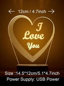 1 pieza de Luz nocturna en forma de corazón con efecto 3D para el Día de San Valentín, lámpara de escritorio decorativa novedosa con USB, luz de mesa LED única - Amarillo - Ver 5