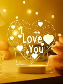 1pc Heart Shaped Decoration Light - Yellow - View 1