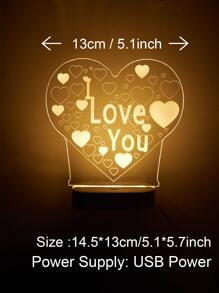 1pc Heart Shaped Decoration Light - Yellow - View 6