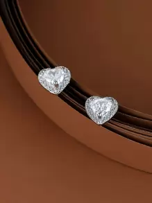 Vanel 1 paio Orecchini a bottone a forma di cuore semplici e delicati multicolore, regalo perfetto per moglie o figlia (Nota: il materiale in rame è relativamente morbido, gli aghi per le orecchie possono essere raddrizzati piegandoli delicatamente)