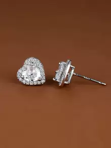 Vanel 1 paio Orecchini a bottone a forma di cuore semplici e delicati multicolore, regalo perfetto per moglie o figlia (Nota: il materiale in rame è relativamente morbido, gli aghi per le orecchie possono essere raddrizzati piegandoli delicatamente)
