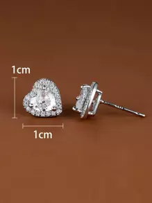 Vanel 1 paio Orecchini a bottone a forma di cuore semplici e delicati multicolore, regalo perfetto per moglie o figlia (Nota: il materiale in rame è relativamente morbido, gli aghi per le orecchie possono essere raddrizzati piegandoli delicatamente)