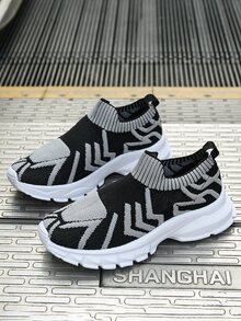 Chicos Zapatillas deportivas chunky de color combinado sin cordones - Negro - Ver 1