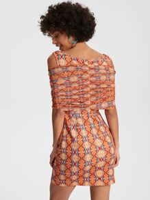 Shevon Patel Allover Print Tie Front Bodycon Dress - Multicolor - View 2