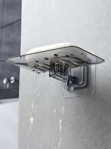 1pc Soap Rack No Drilling Wall Mounted Soap Holder, Soap Sponge Dish Bathroom Accessories Soap Dishes Self Adhesive - View 1