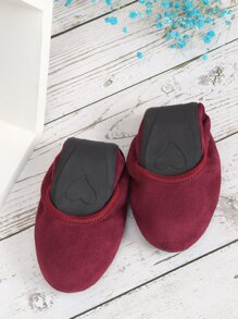 Minimalist Faux Suede Ballet Flats - Burgundy - View 5