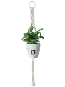 1pc Braided Detail Plant Hanger Without Flowerpot - Beige - View 3