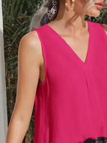 SHEIN Clasi Top escote V unicolor - Rosa Fucsia - Ver 5