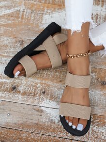 Minimalist Slingback Sandals - Beige - View 5