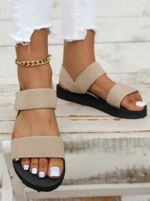 Minimalist Slingback Sandals - Beige - View 3