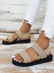 Minimalist Slingback Sandals - Beige - View 6