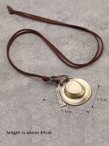 男士標語細節矩形和帽子墜飾項鍊,適用於首飾類禮品和派對