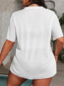 大碼椰子樹和字母圖案罩衫 - 白色 - 查看 2