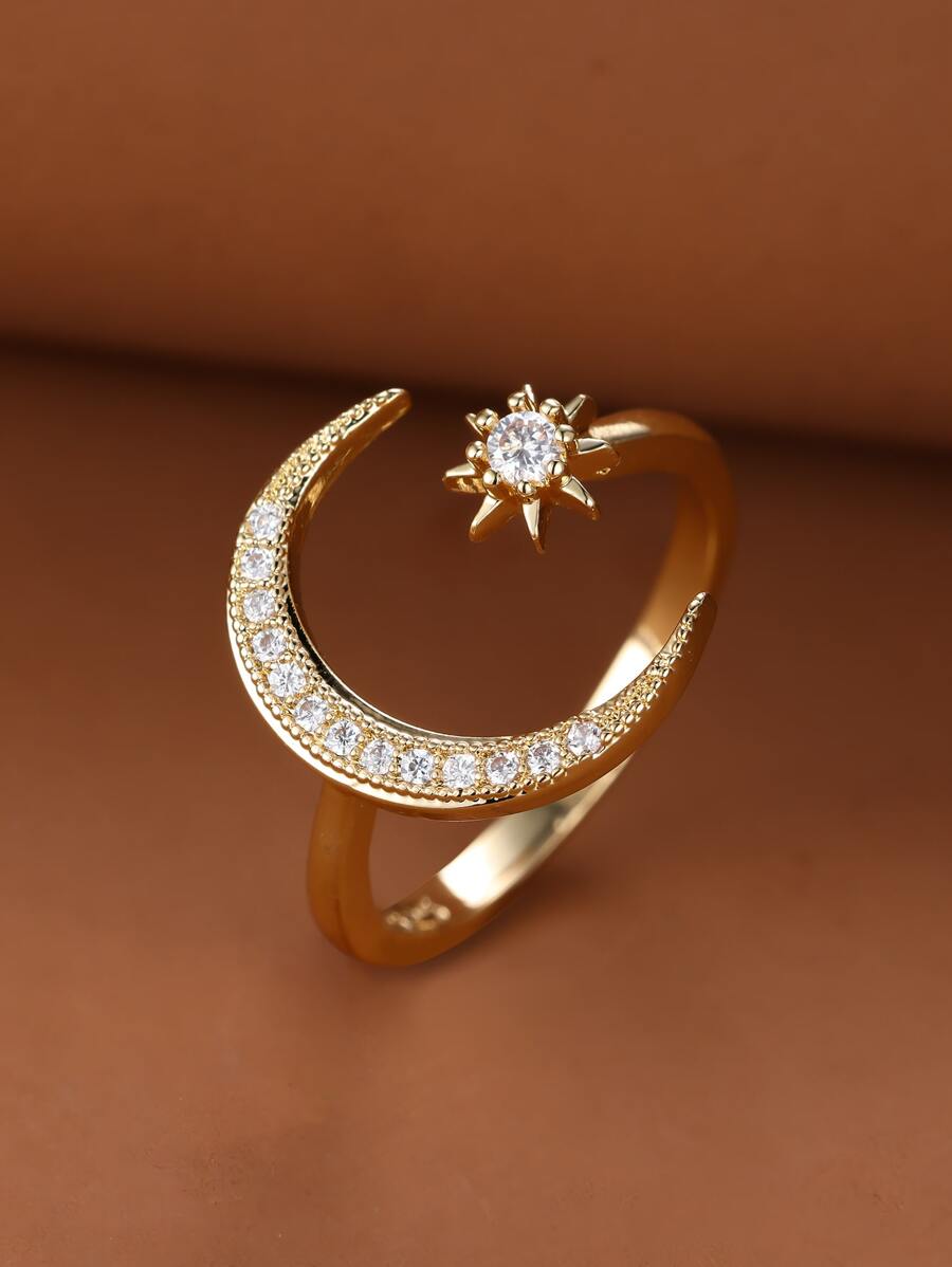Vanel 水鑽星月裝飾開口戒指