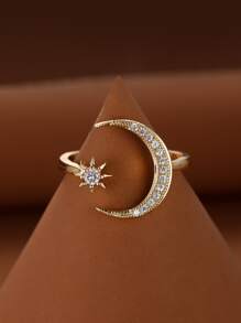 Vanel 水鑽星月裝飾開口戒指