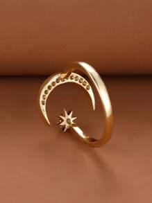 Vanel 水鑽星月裝飾開口戒指