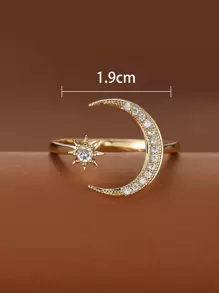 Vanel 水鑽星月裝飾開口戒指