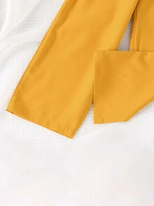 Toddler Girls Floral Print Cold Shoulder Ruffle Trim Top & Belted Trousers - Multicolor - View 5