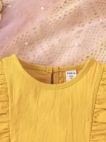 SHEIN Toddler Girls Ruffle Trim Tank Top With Floral Print Bow Front Shorts - Multicolor - View 5