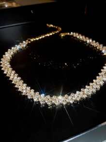 Andkiss 1 chiếc vòng cổ đính đá lấp lánh cao cấp, thích hợp cho những dịp quan trọng. - Vàng - Xem 3