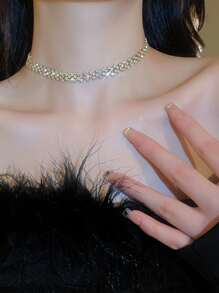 Andkiss 1 chiếc vòng cổ đính đá lấp lánh cao cấp, thích hợp cho những dịp quan trọng. - Vàng - Xem 4