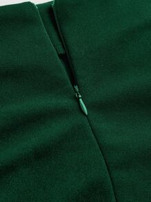 SHEIN MOD 前紐扣開衩短裙 - 墨綠色 - 查看 3