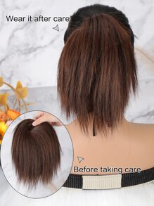 Short Straight Synthetic Hair Updo - Light Brown - View 4