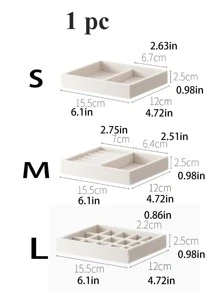 1 pieza poliéster Bisutería almacenamiento blanco Bandeja de joya para Cajón - Beis - Ver 3