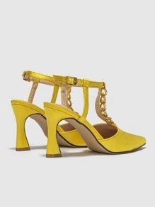 Giày cao gót Nữ Chuỗi màu trơn Dây đeo mắt cá chân Hấp dẫn - Màu vàng - Xem 3
