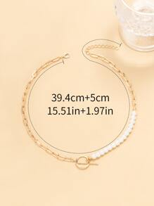 Collar De Hebilla Ot Decorado Con Perlas Falsas