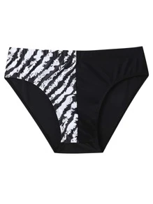 Manfinity Hombres Calzoncillo de natación con estampado de rayas de cebra - Blanco y Negro - Ver 3