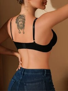 Solid Underwire Bra - Black - View 2