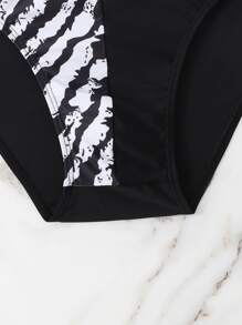 Manfinity Hombres Calzoncillo de natación con estampado de rayas de cebra - Blanco y Negro - Ver 6