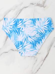 Manfinity Men Tropical Print Swim Brief - Blue and White - View 2