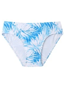Manfinity Men Tropical Print Swim Brief - Blue and White - View 3