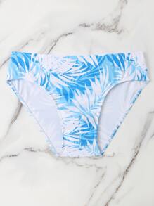 Manfinity Men Tropical Print Swim Brief - Blue and White - View 5