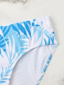 Manfinity Men Tropical Print Swim Brief - Blue and White - View 6