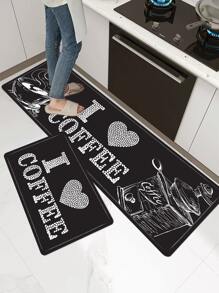 1入組咖啡和標語圖案廚房地墊 - 彩色 - 查看 3