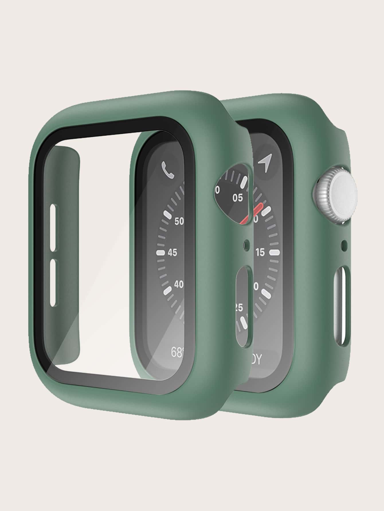 二合一素色殼套和膜適用於Apple Watch - 軍綠色 - 查看 1