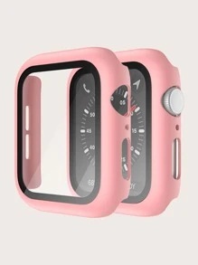 Vỏ và phim đồng màu 2 trong 1 Tương thích với Apple Watch - Hồng - Xem 1