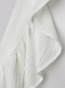 Hauture Ruffle Tied Back Crop Chiffon Top - White - View 7