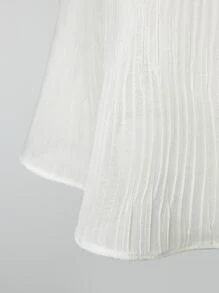 Hauture Ruffle Tied Back Crop Chiffon Top - White - View 8