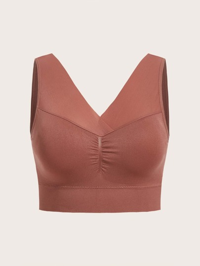 Sujetador unicolor fruncido