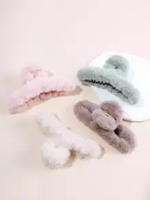 4 Stück feste flauschige Haarklammern, Haarklammer, Haarspangen - Verschiedenfarbig - Übersicht 1