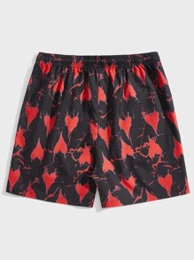ROMWE MEN 男士愛心圖案短褲 - 彩色 - 查看 2