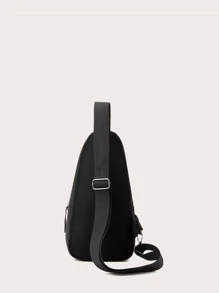 Mini Men Letter Graphic Tai nghe chi tiết lỗ Túi đeo chéo Túi ngực - màu đen - Xem 6