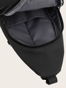 Mini Men Letter Graphic Tai nghe chi tiết lỗ Túi đeo chéo Túi ngực - màu đen - Xem 7